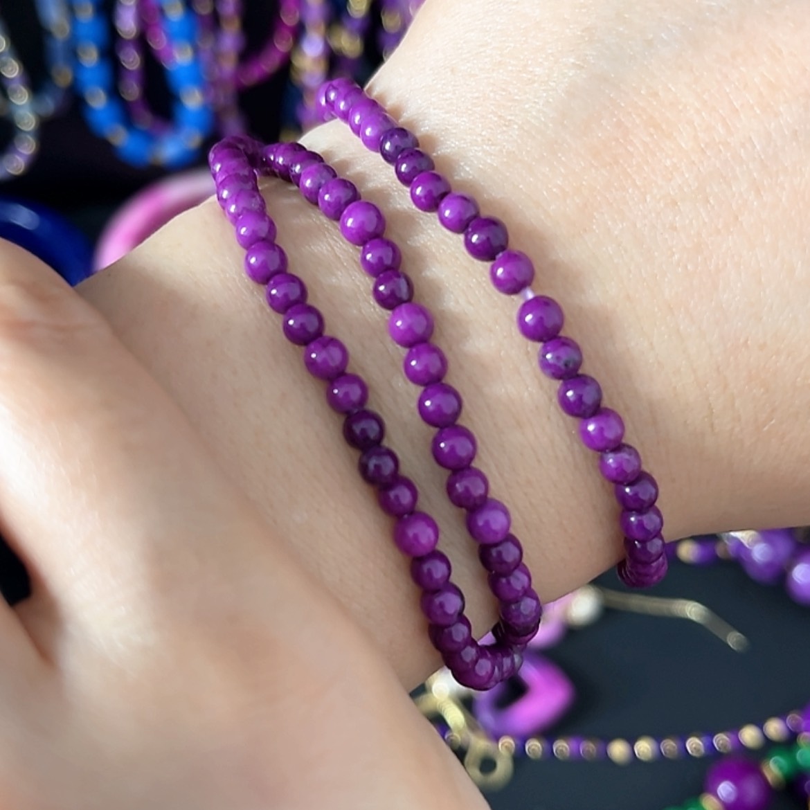 【闪购商品】琉璃DIY舒具石老油料48丝绒深油紫三圈卡4大高货