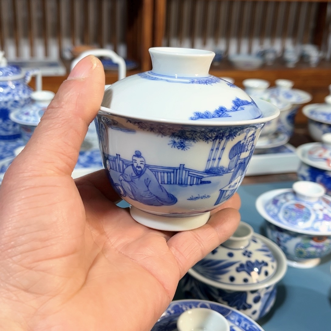 旭*錡镇堂手工手绘绘盖碗