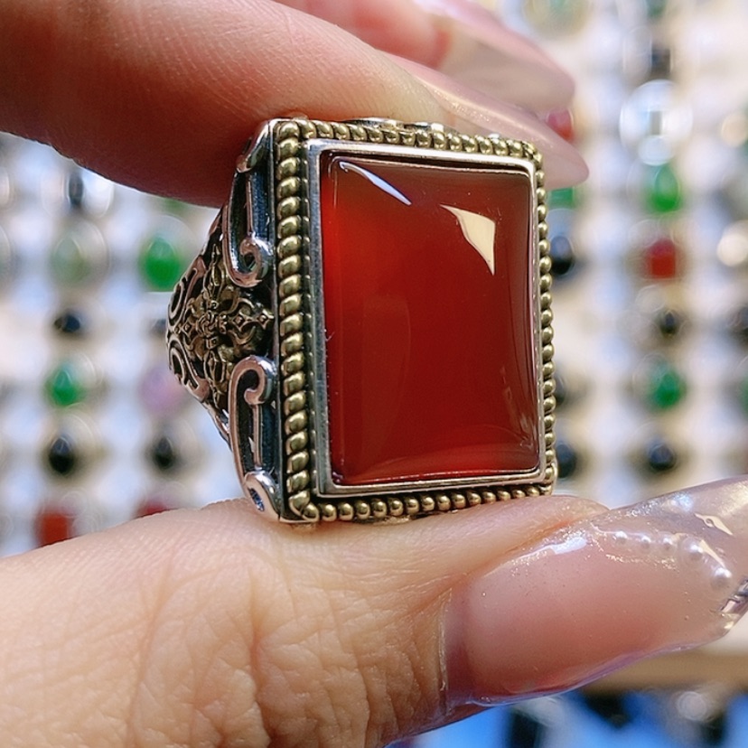 【闪购商品】玛瑙/玉髓戒指银S925镶嵌