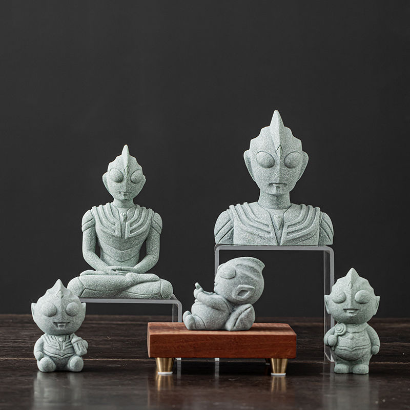 【青园】青砂石茶宠摆件奥特曼茶道茶玩创意迪迦装饰家居茶台摆件