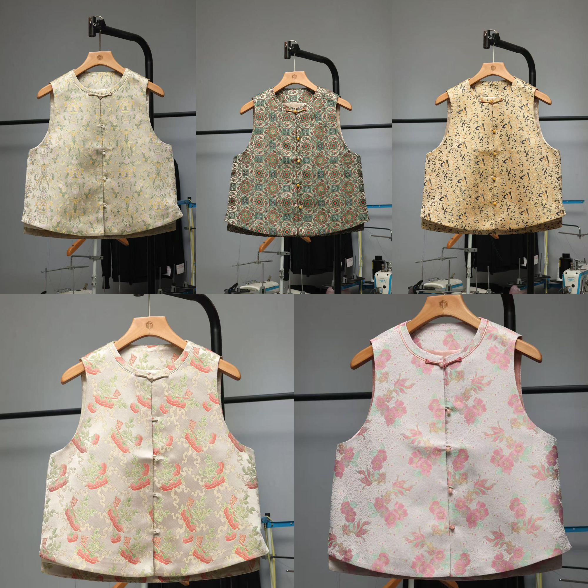 100％桑蚕丝 宋锦国风圆领马甲