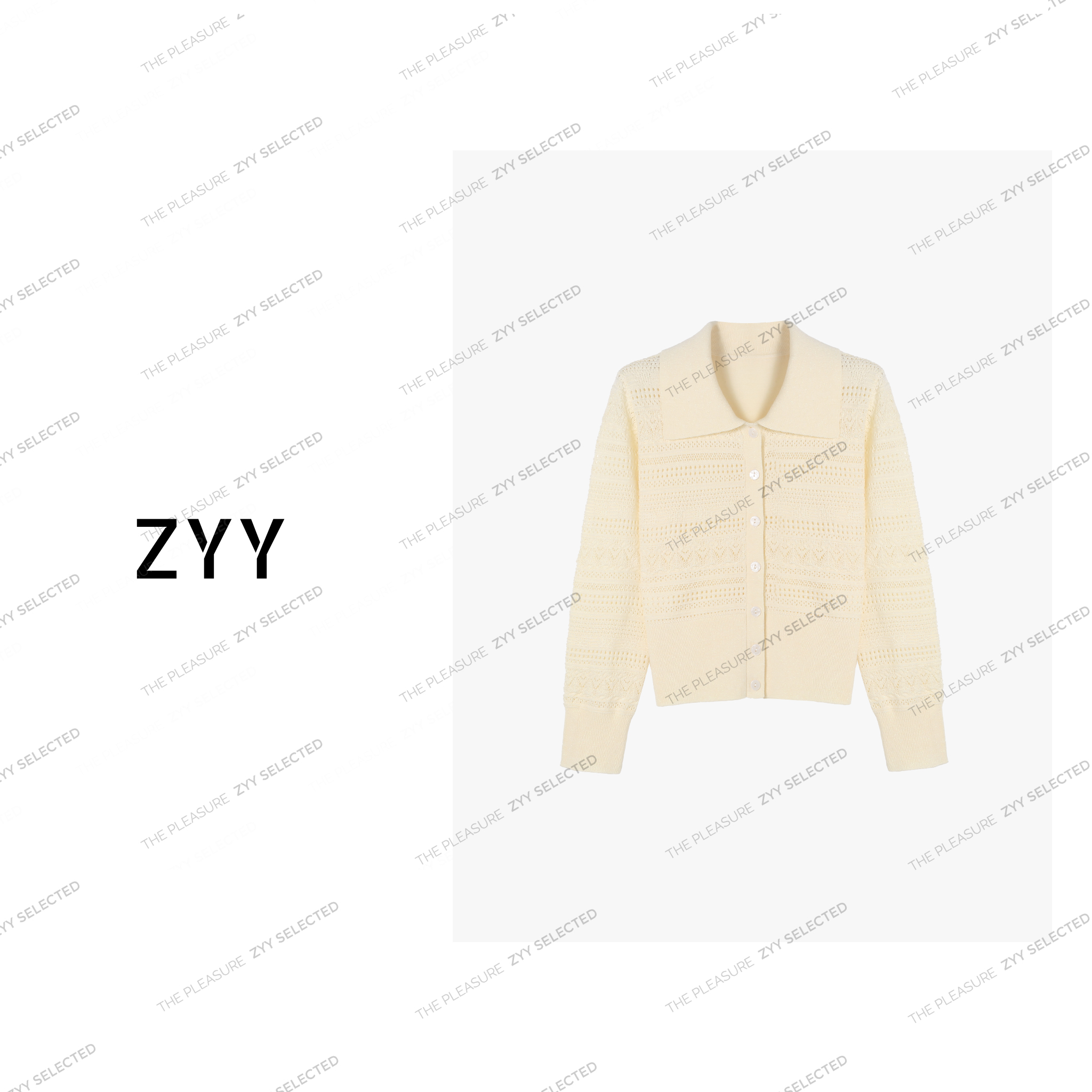 ZYY【休闲美学】2025S/S新品镂空设计提花显瘦毛针织衫女X25CZ261