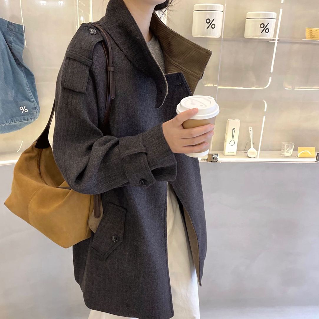 邹先森6001-30杭州品牌秋冬系带收腰立领短外套宽松显瘦气质韩版