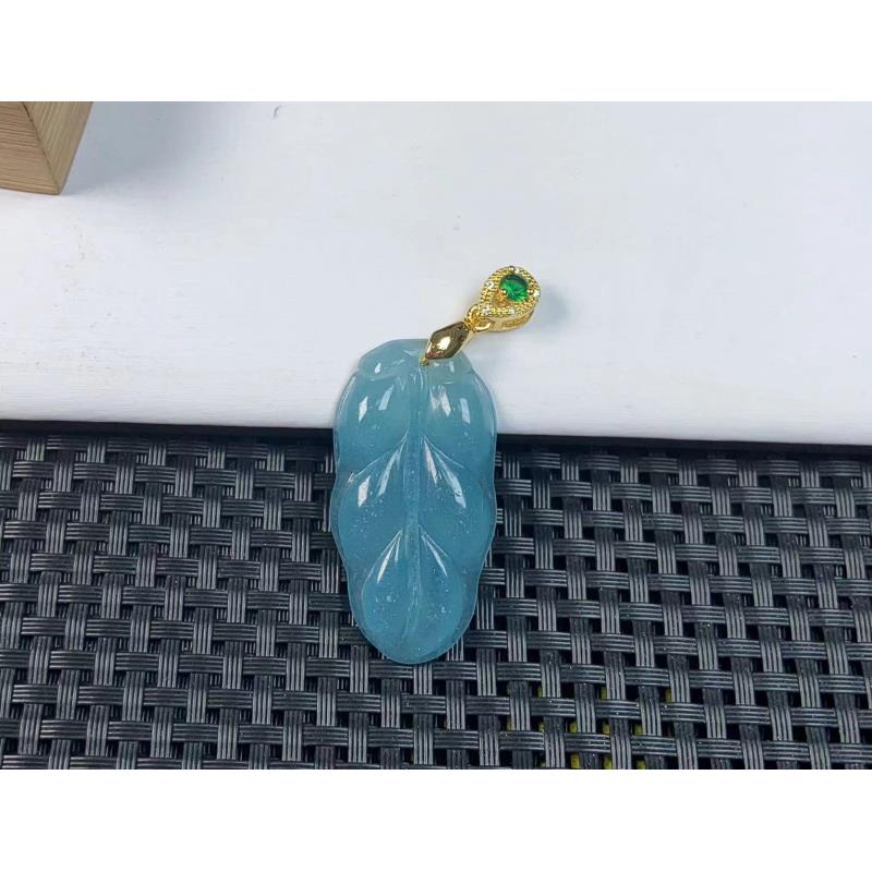 （聚宝严选）1075老蓝水叶子吊坠有扣头精致气质妈妈款时尚精美