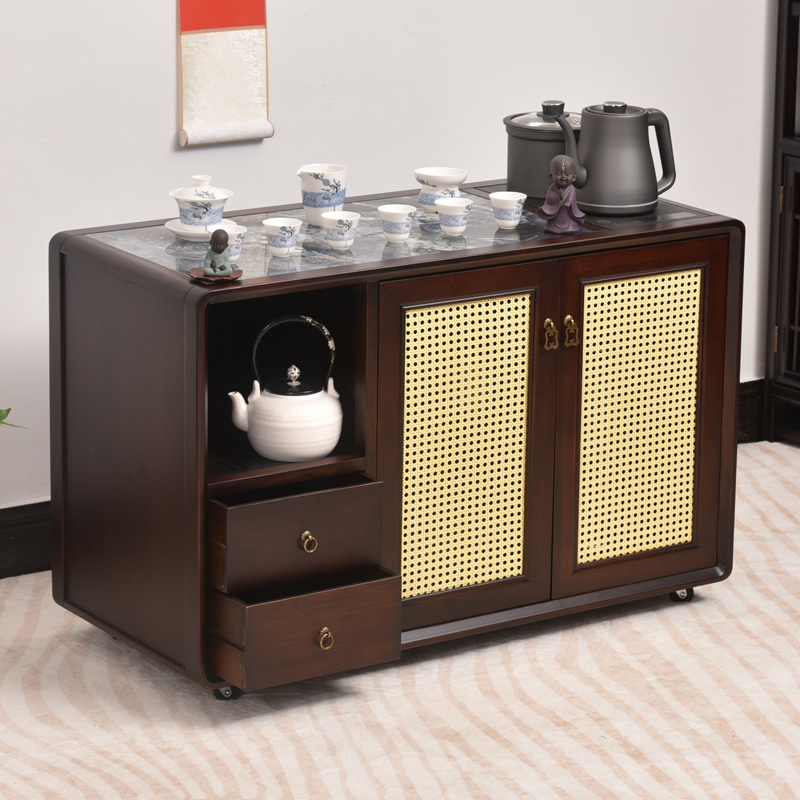 茶柜烧水壶一体家用储物移动办公室茶台阳台小茶桌简约岩板泡茶桌