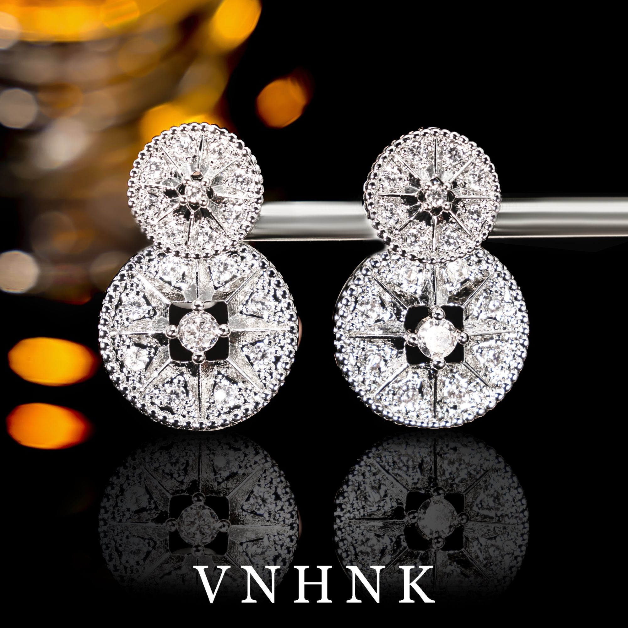 铜合金合成锆石耳饰 美可儿   F541   银色百搭小众耳环