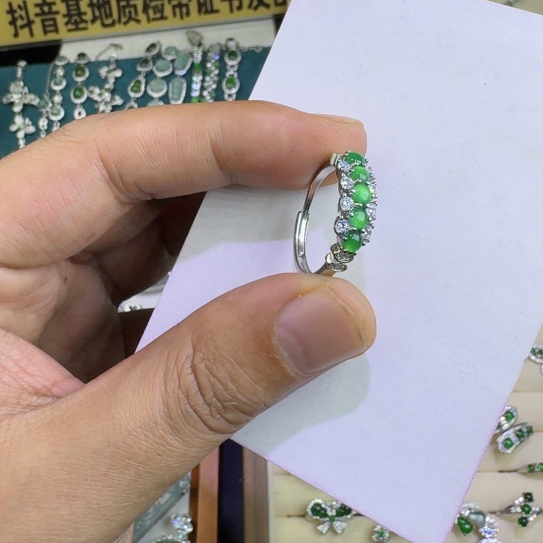 翡翠银S925镶嵌戒指22