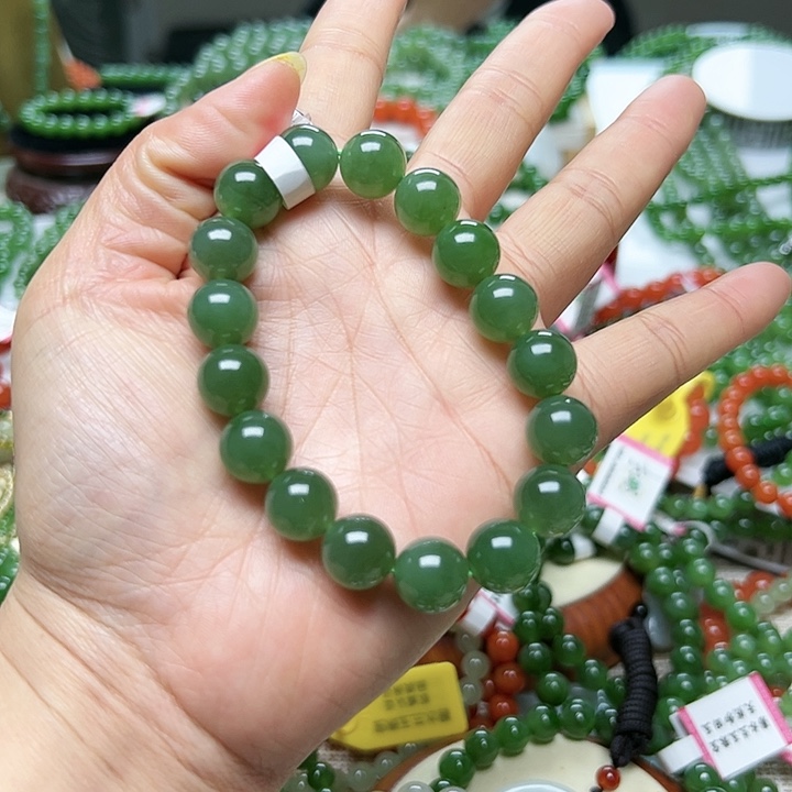 和田玉（碧玉）手链未镶嵌荷