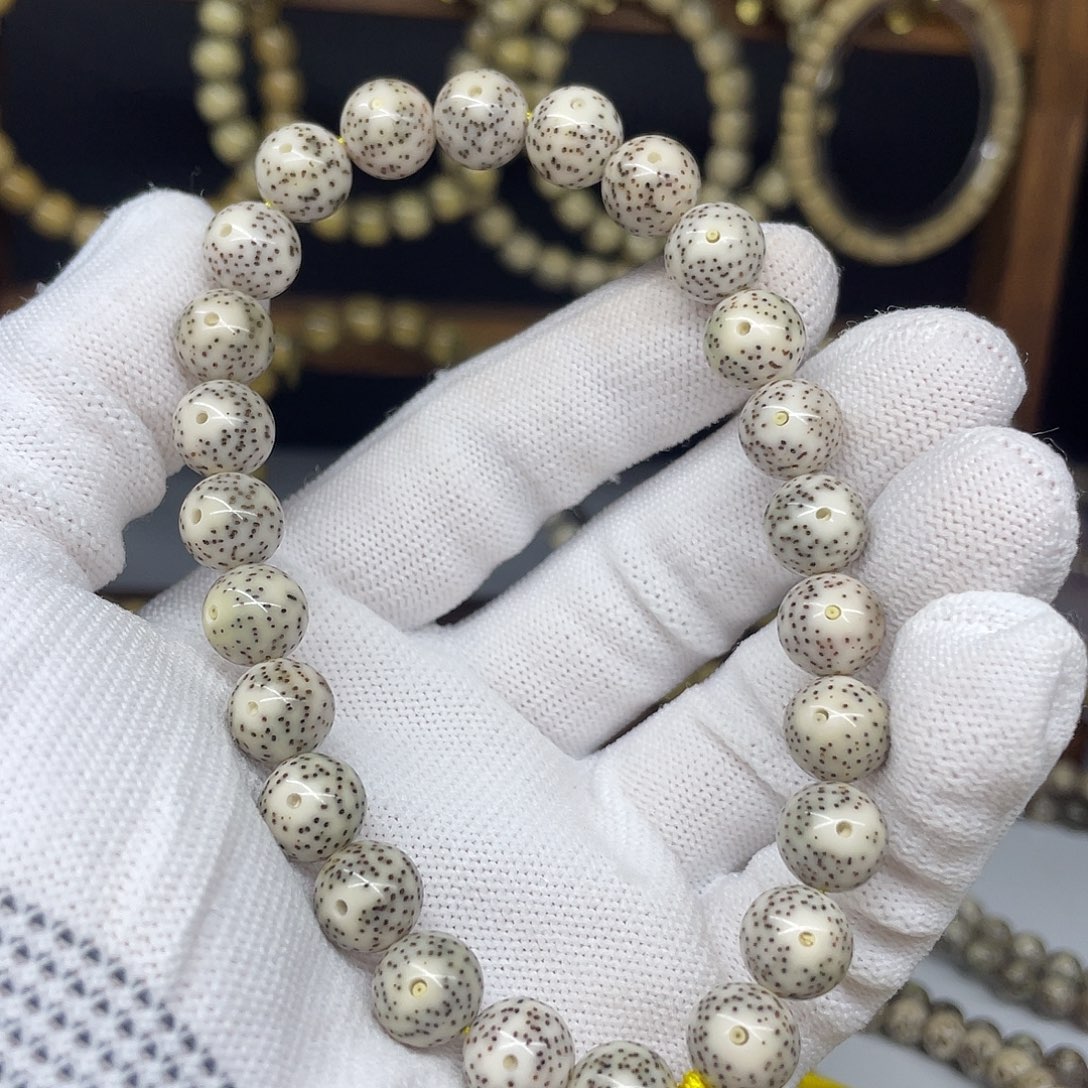 星月菩提吊坠10圆珠，骨瓷白月朗星稀