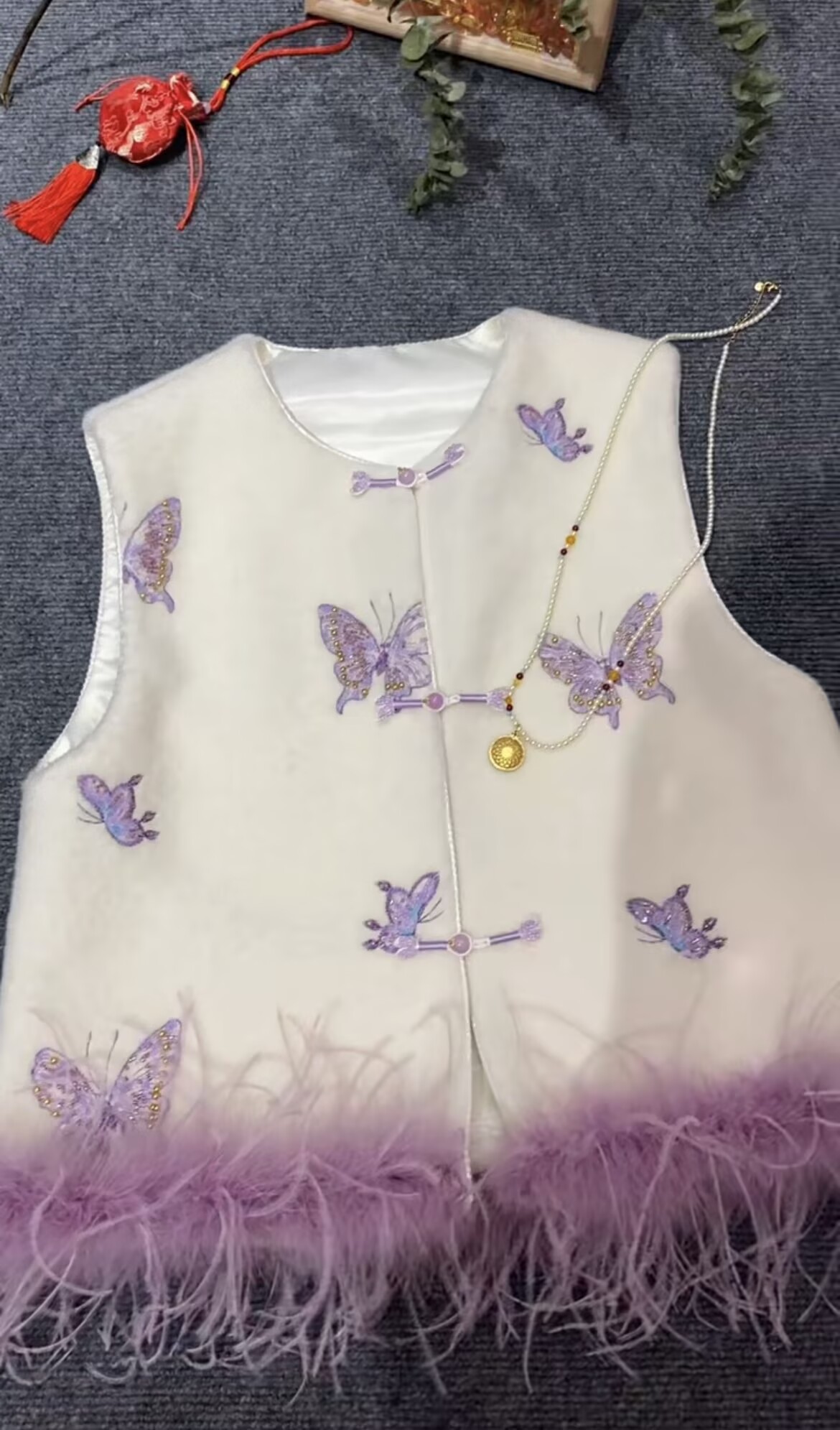 【紫气蝶踪】2025新款马甲新中式紫蝴蝶重工刺绣时尚