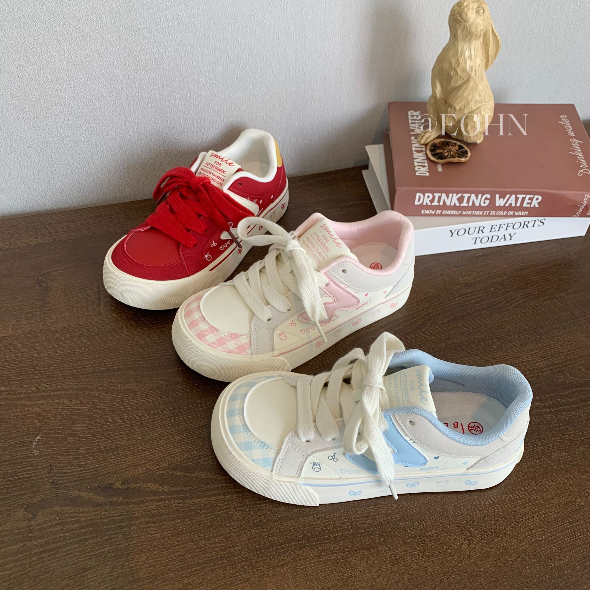 【eohn】2025夏季圆头透气板鞋可爱时尚百搭小众女鞋轻便ins韩版