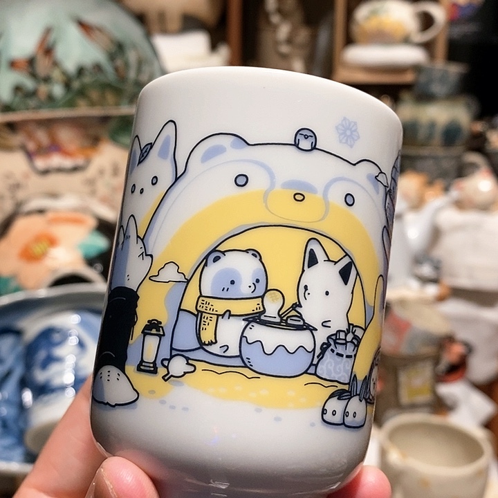 搪瓷手握杯狐狸和熊