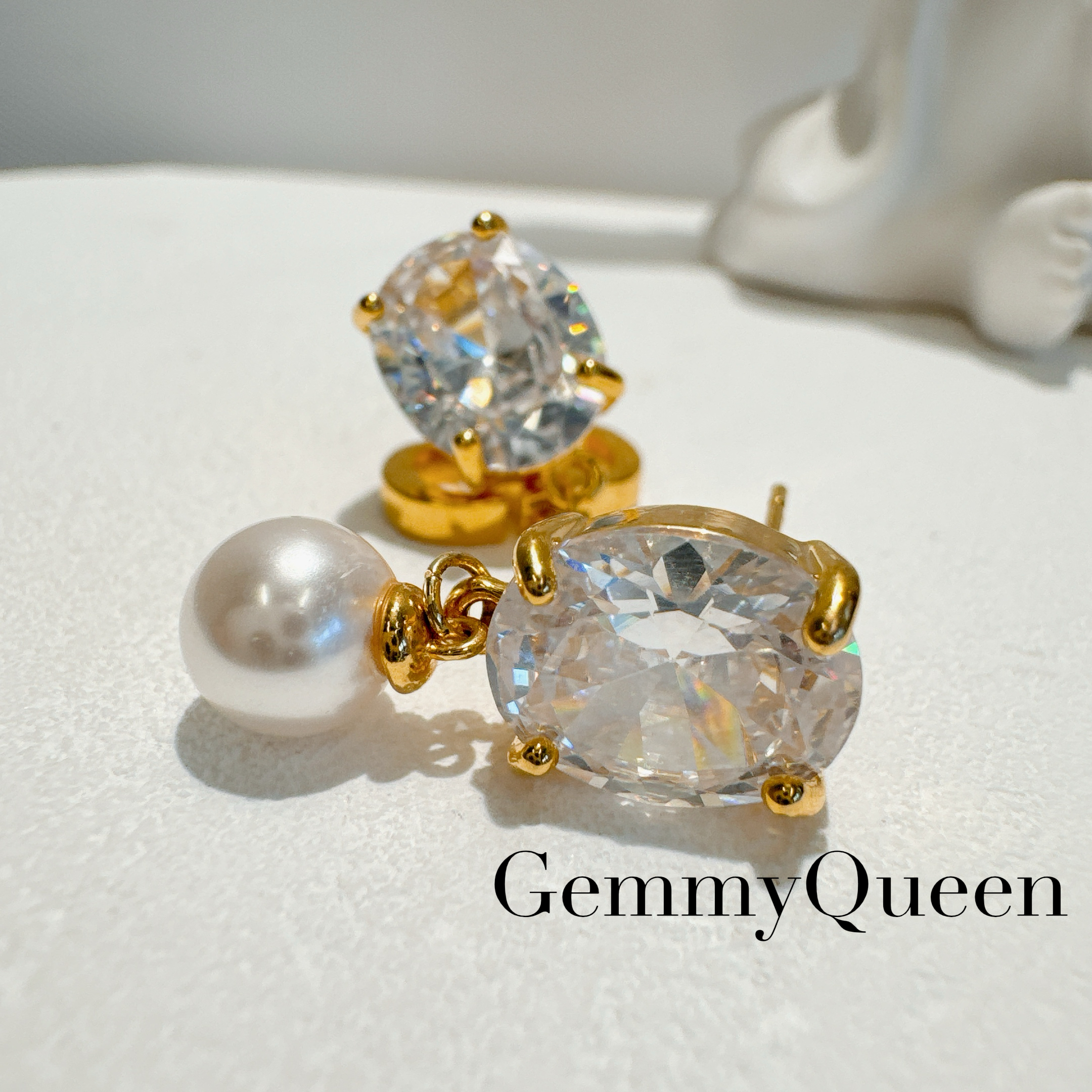 铜合金合成锆石耳饰 GemmyQueen高定耳环GQ00786