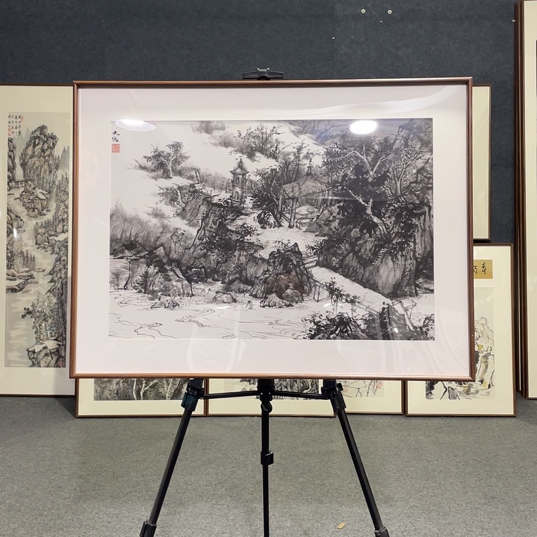 国画手绘画作品带框发货