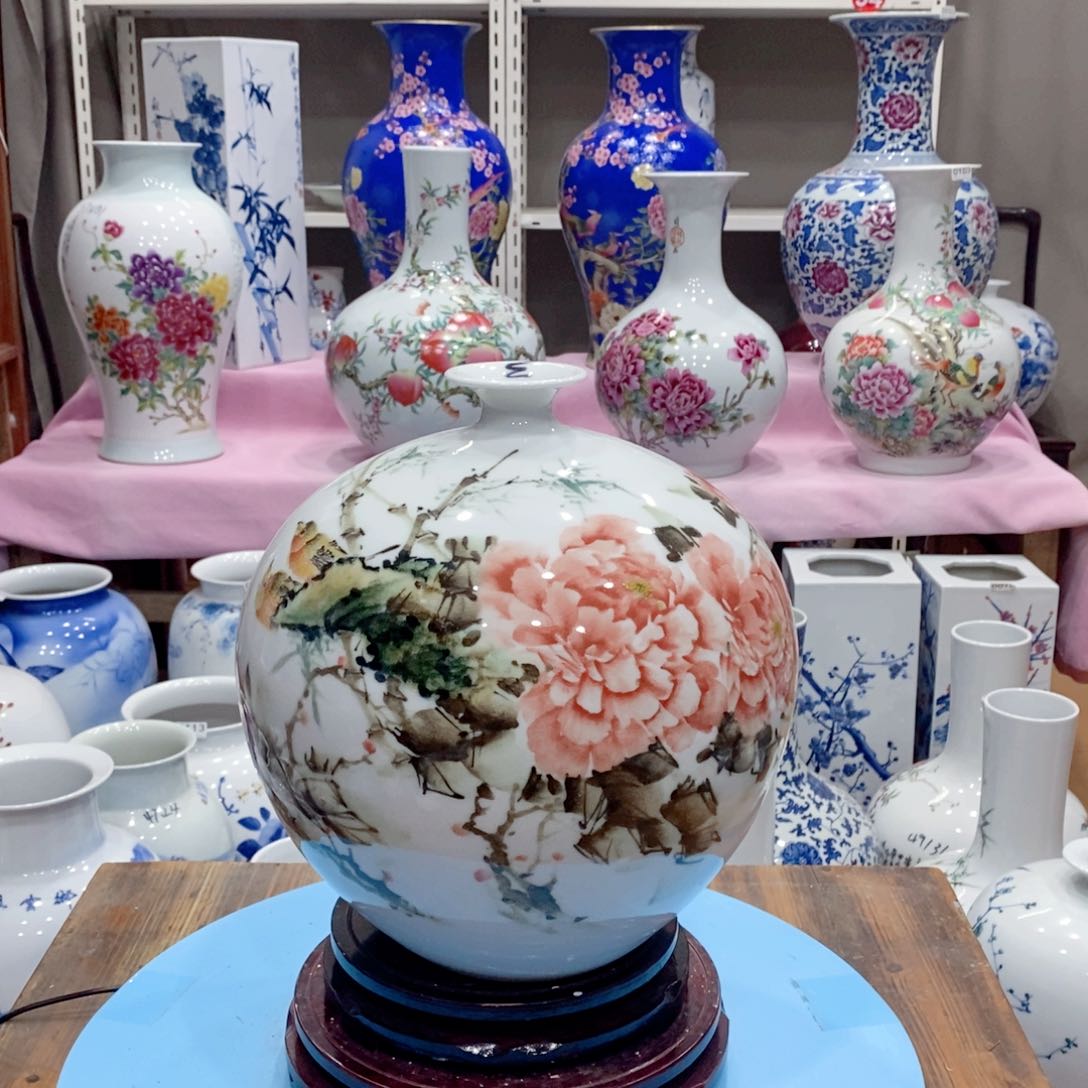 摆件景德镇陶瓷石榴瓶