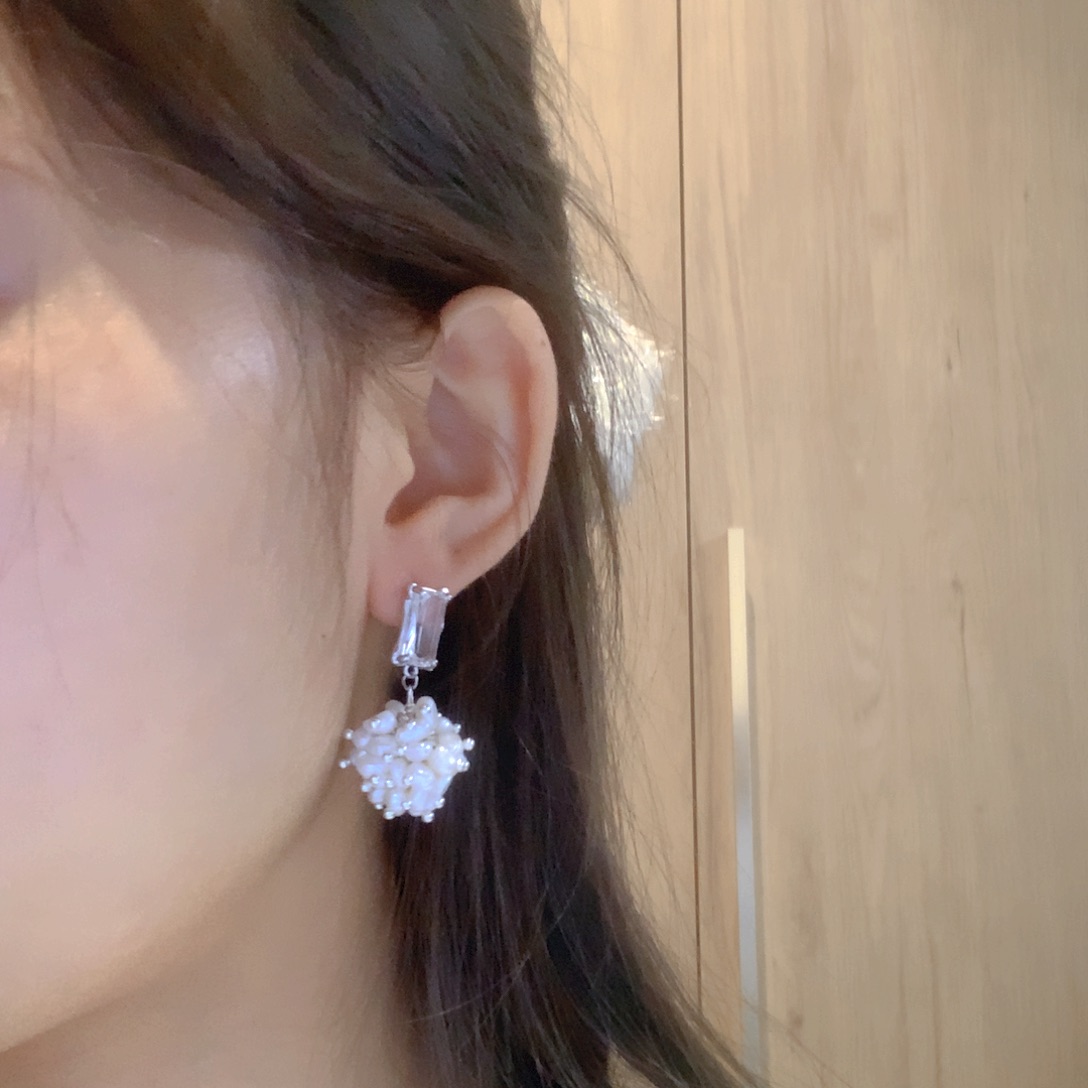 淡水珍珠耳饰银S925镶嵌