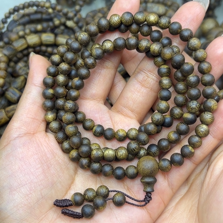 沉香手串老乌身圆珠多圈0.6/115+