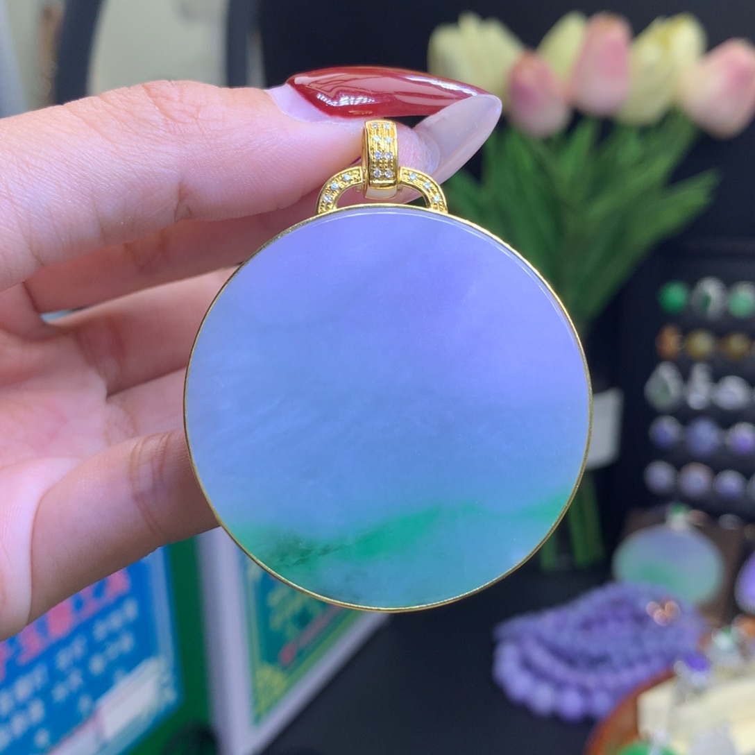 翡翠颈饰18K金镶嵌天然