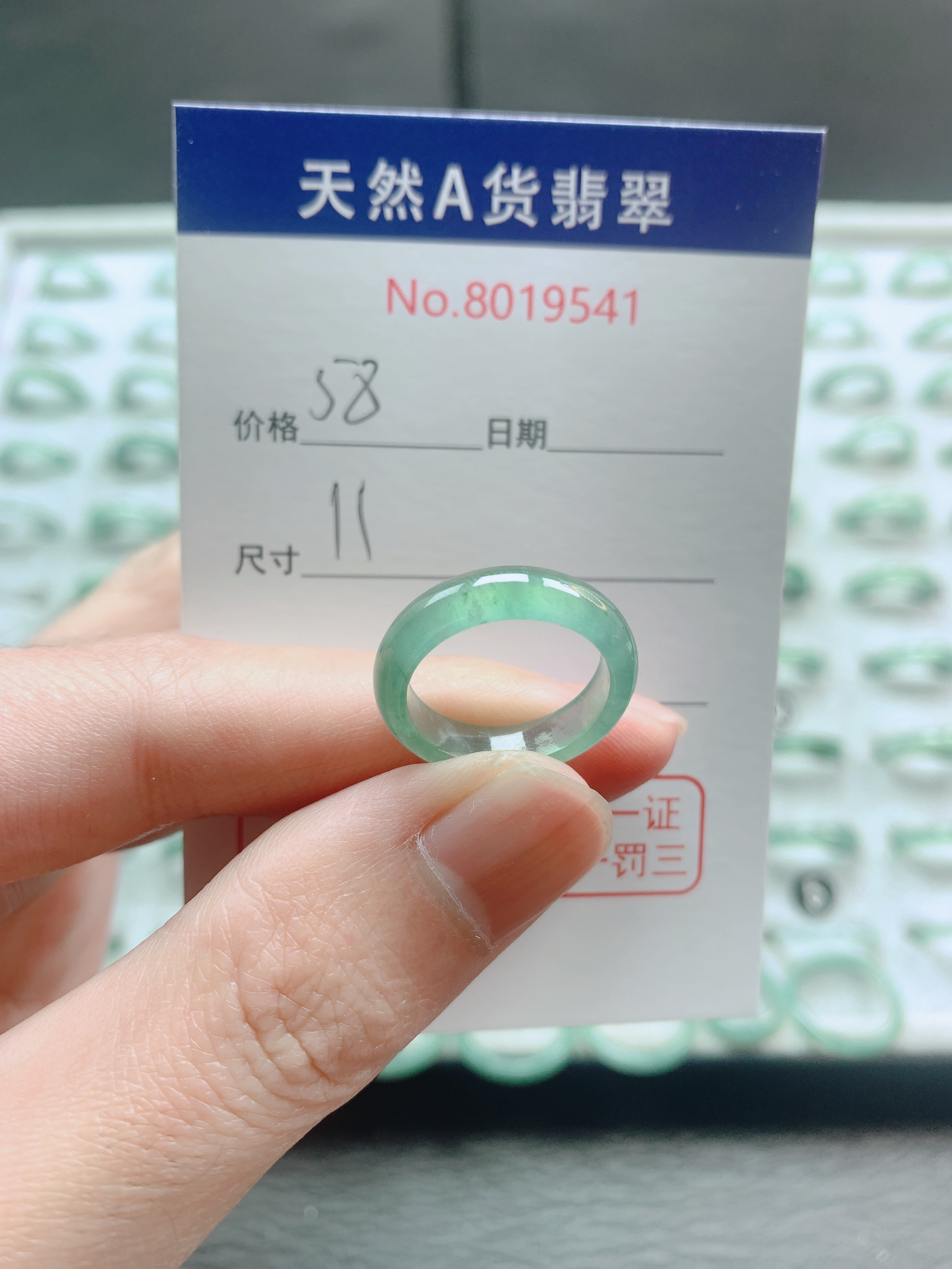 天然翡翠A货戒圈意境湖水绿9541翡翠戒指