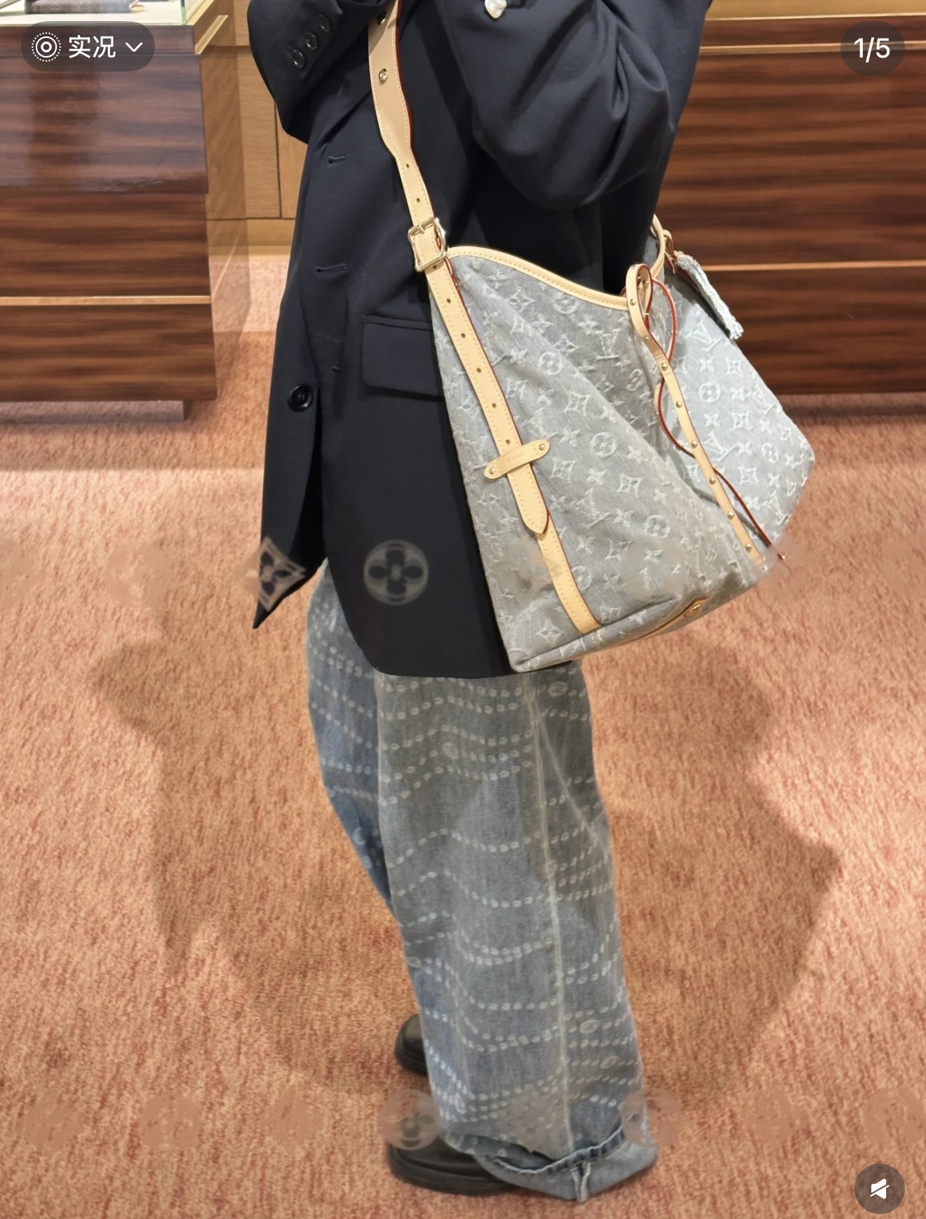 未使用 LouisVuitton/路易威登 灰色牛仔carryall包40cm 16660623
