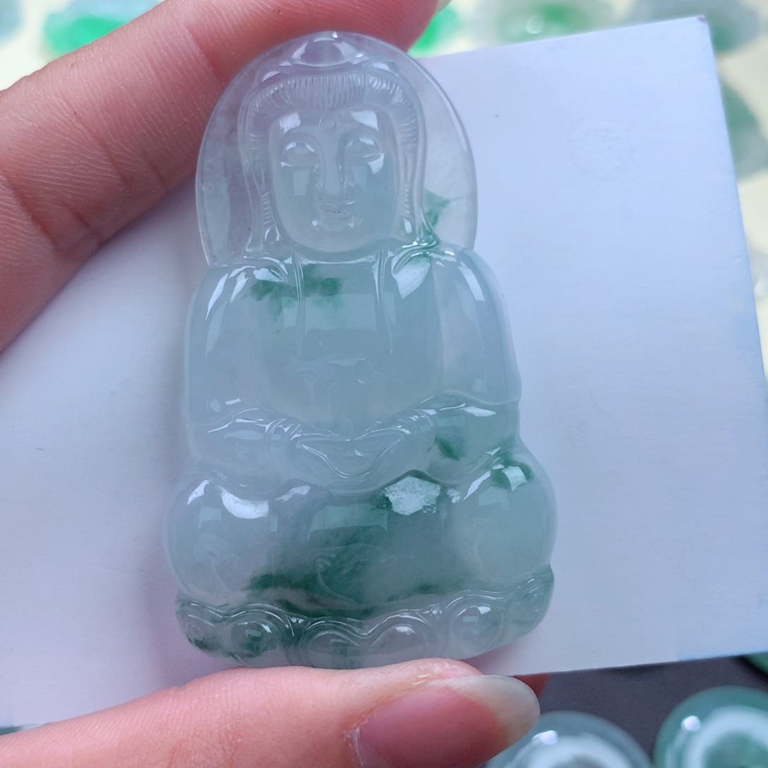 翡翠吊坠(不含链)18K金镶嵌