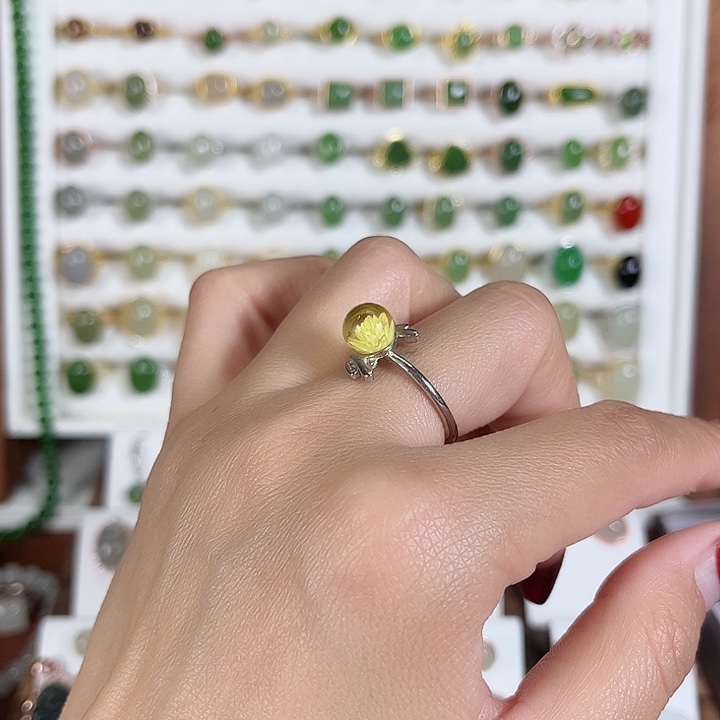 和田玉戒指银S925镶嵌