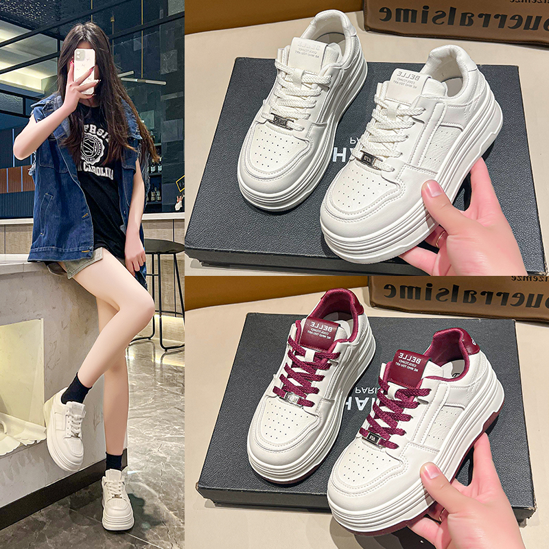 小白鞋女厚底2025年春季新款网红韩版百搭时尚系带休闲鞋P3813