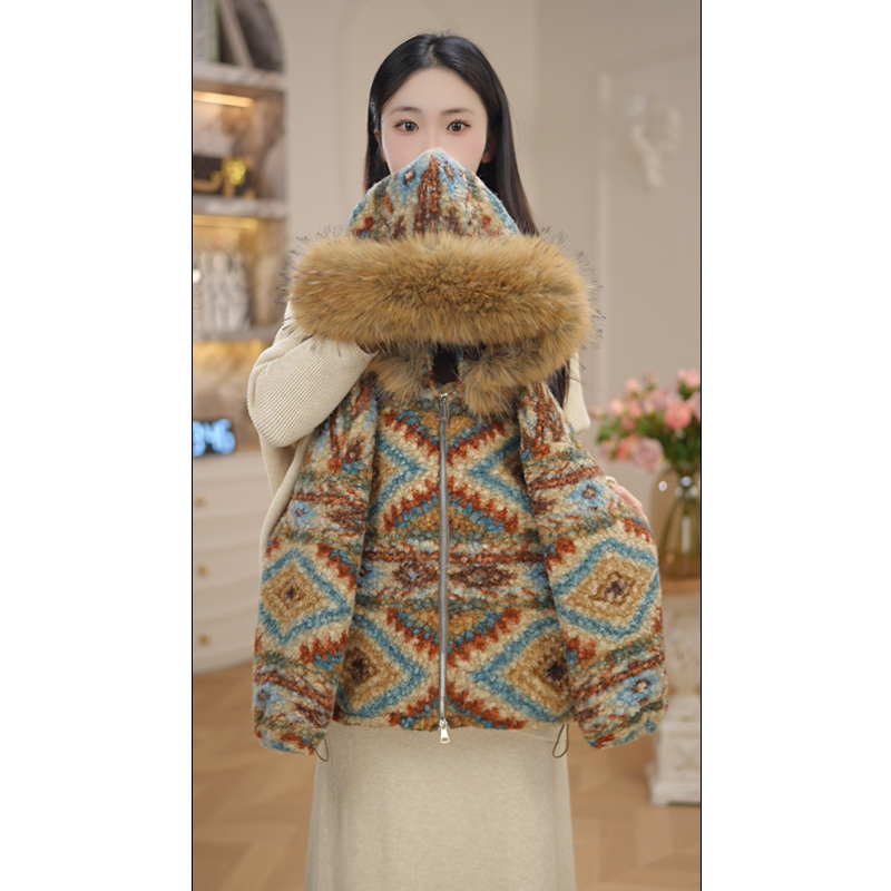 女童毛毛衣冬季2025新冬装女孩加绒加厚时髦费尔岛毛领外套Z7978