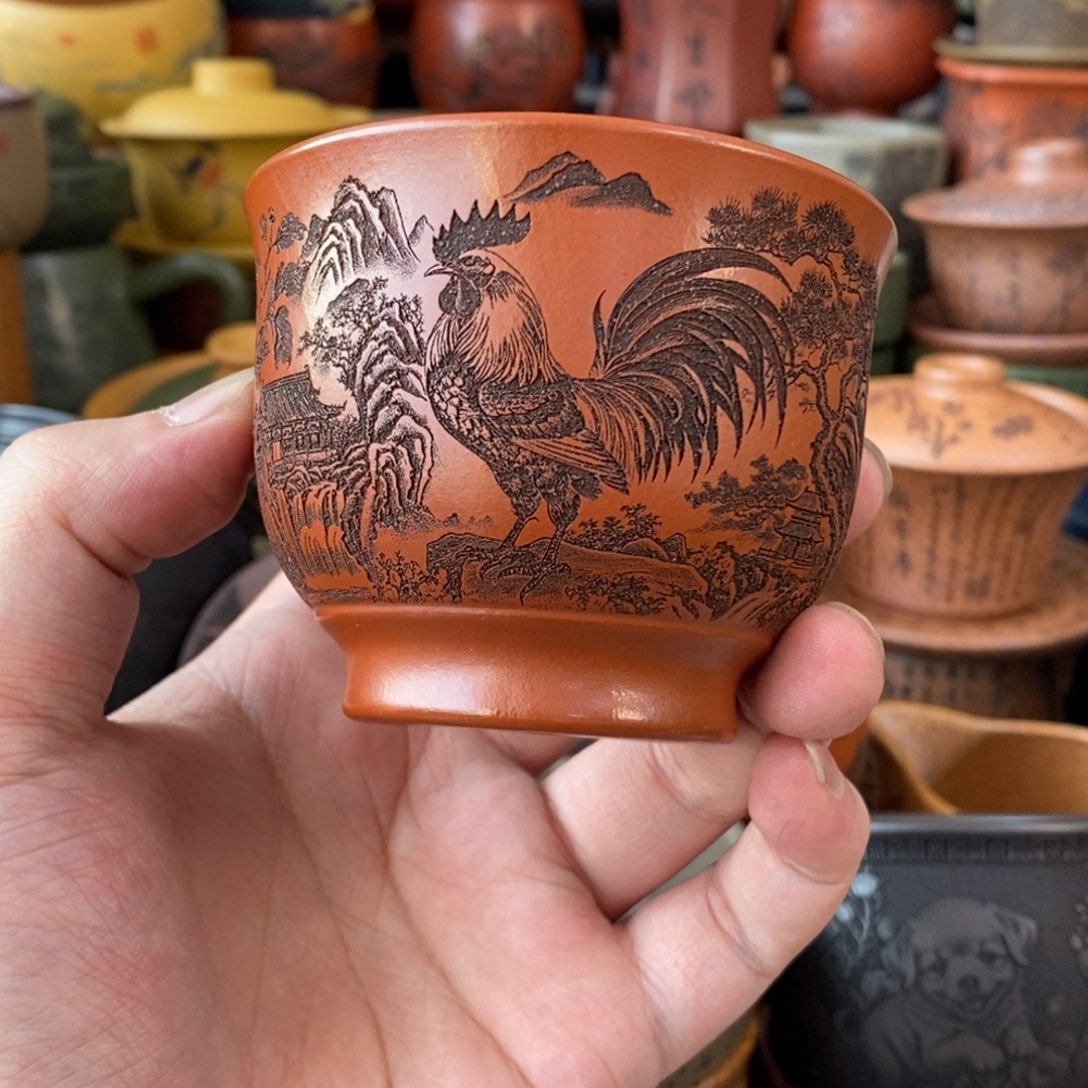 紫砂杯子宜兴全手工紫砂杯