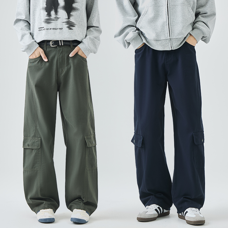夏季新款美式高街百搭工装裤子男女情侣同款潮牌宽松阔腿休闲长裤