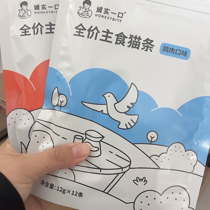 果***豆诚实一口主食猫条12g*12条装，2口味混搭，共3包