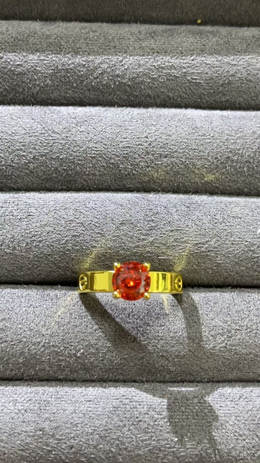 戒指 福玺甄选红圆黄戒指7544