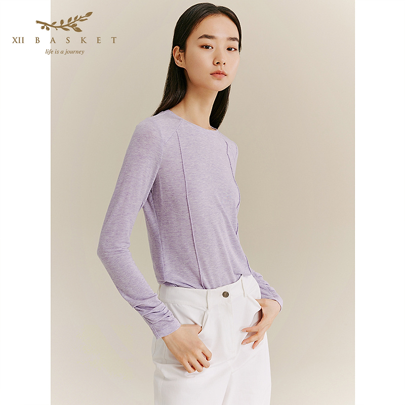XII BASKET十二篮25秋新款舒适修身天丝羊毛针织衫7C35360050