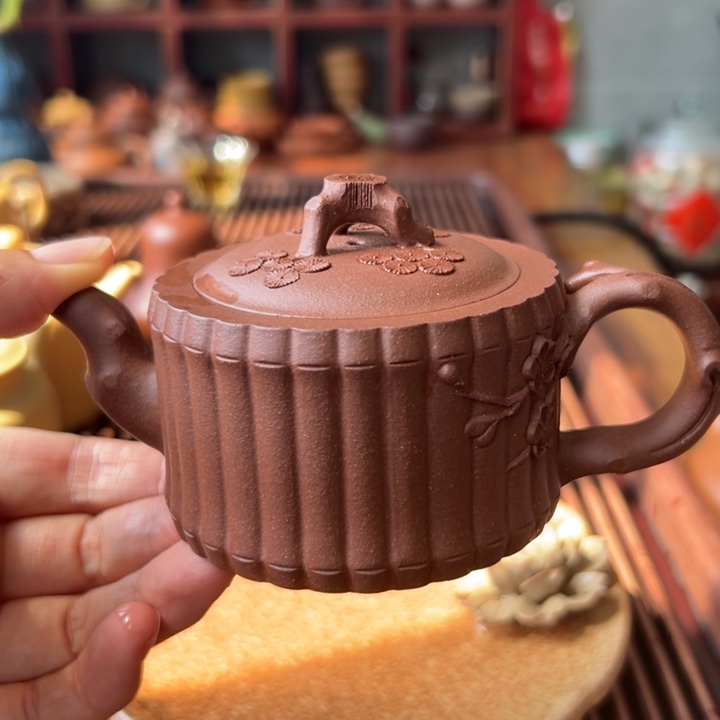 茶壶紫砂小竹节壶150cc