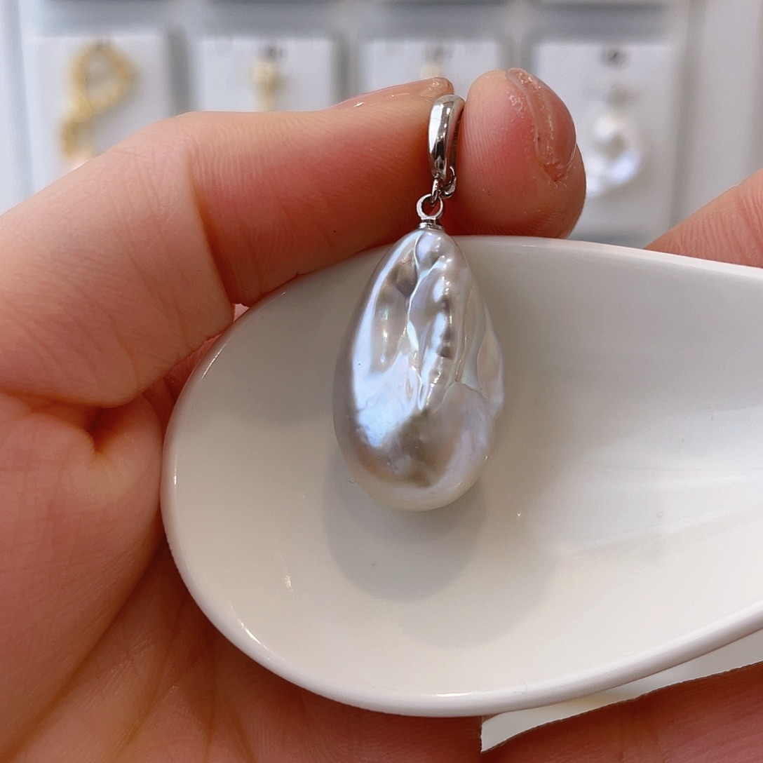 淡水珍珠天然珍珠巴洛克银S925镶嵌