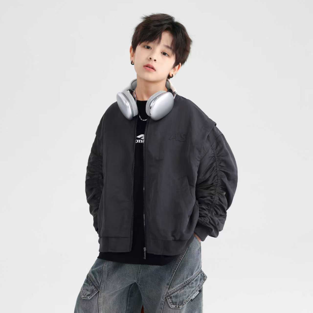 男童春秋韩范工装棒球服外套2025新款青少年儿童防风运动夹克5919