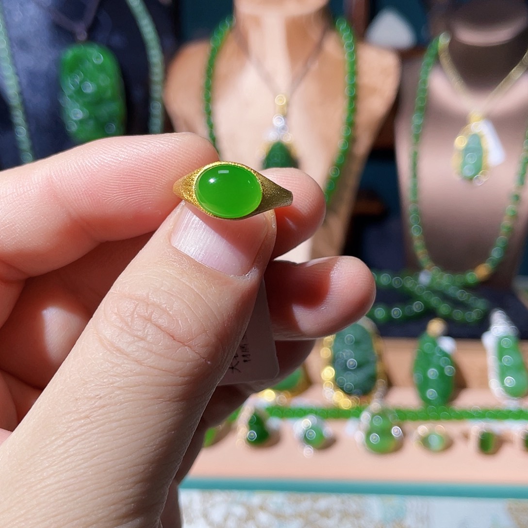 和田玉（碧玉）银S925镶嵌戒指