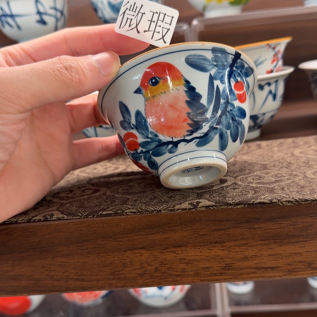 釉下手绘茶具微瑕