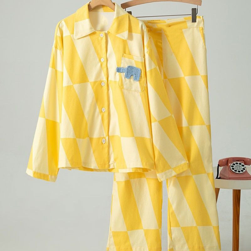 家居服套装成人女士夏天常规款睡衣女春夏时尚大象薄款休闲学生