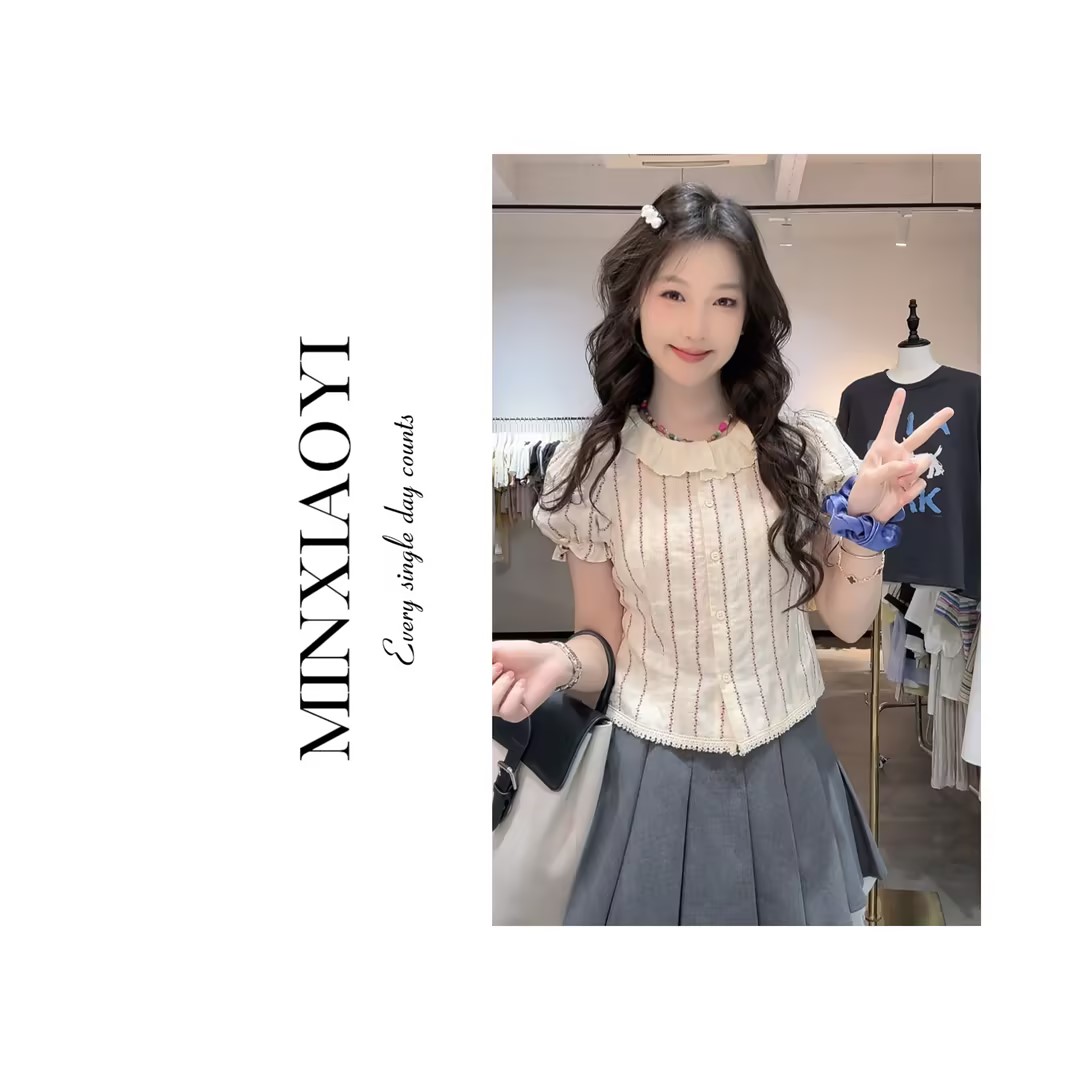 闵笑一【香草泡芙】夏季显瘦显高设计款高档短袖女装丨 K669