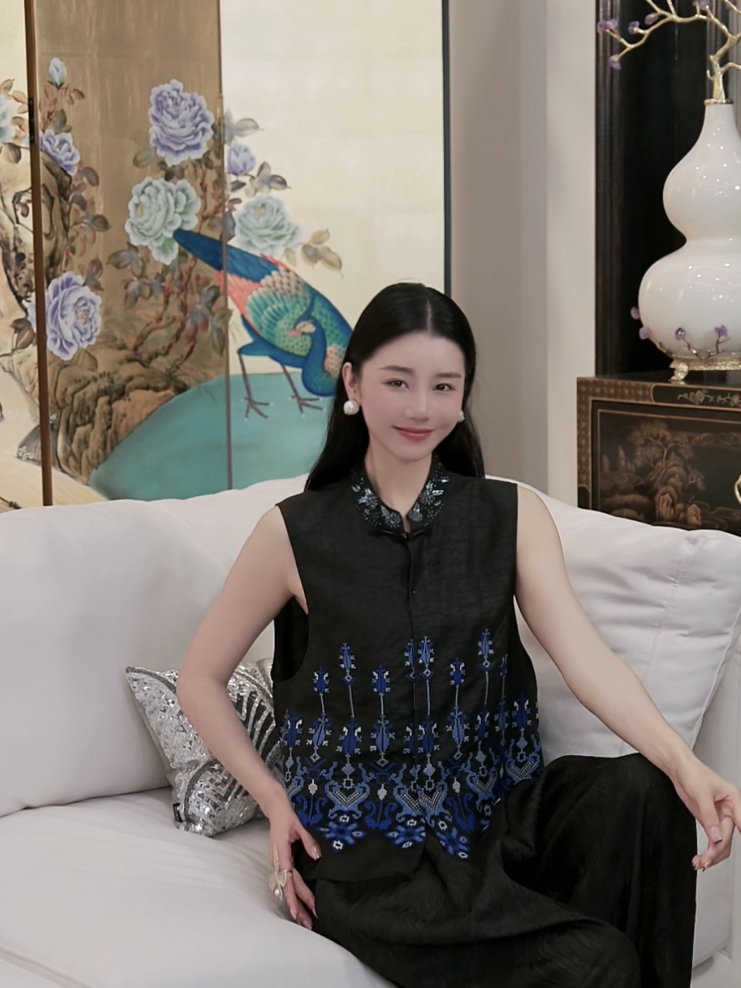 Betty Bairn【传承/晚星蓝】黑龟香云纱桑蚕丝马甲25B-BW275