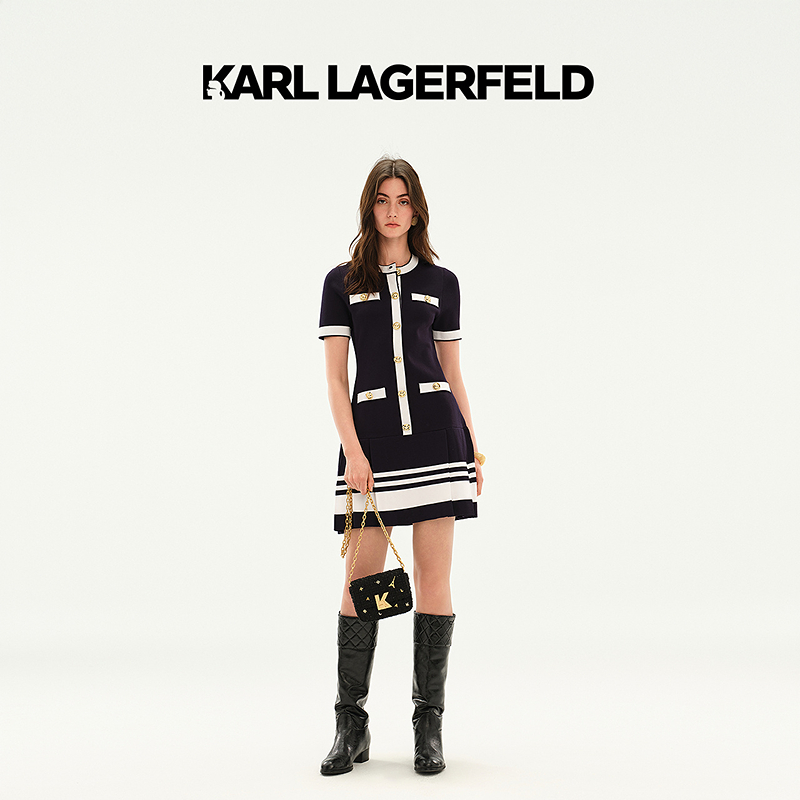 KA110【敏敏专享】KARLLAGERFELD新款短袖连衣裙老佛爷M22E13