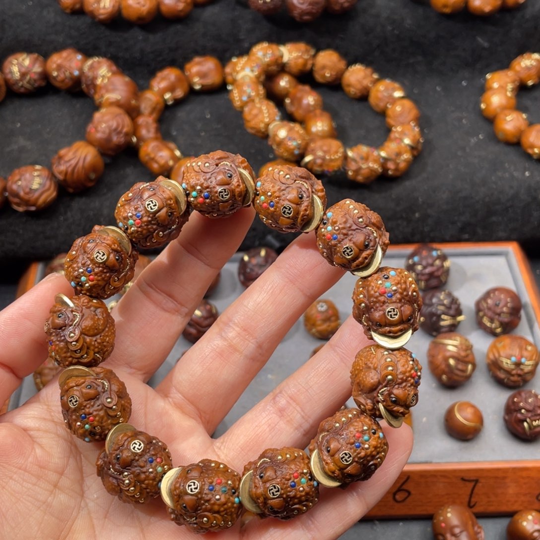 紫金鼠手串小*18七彩金蝉