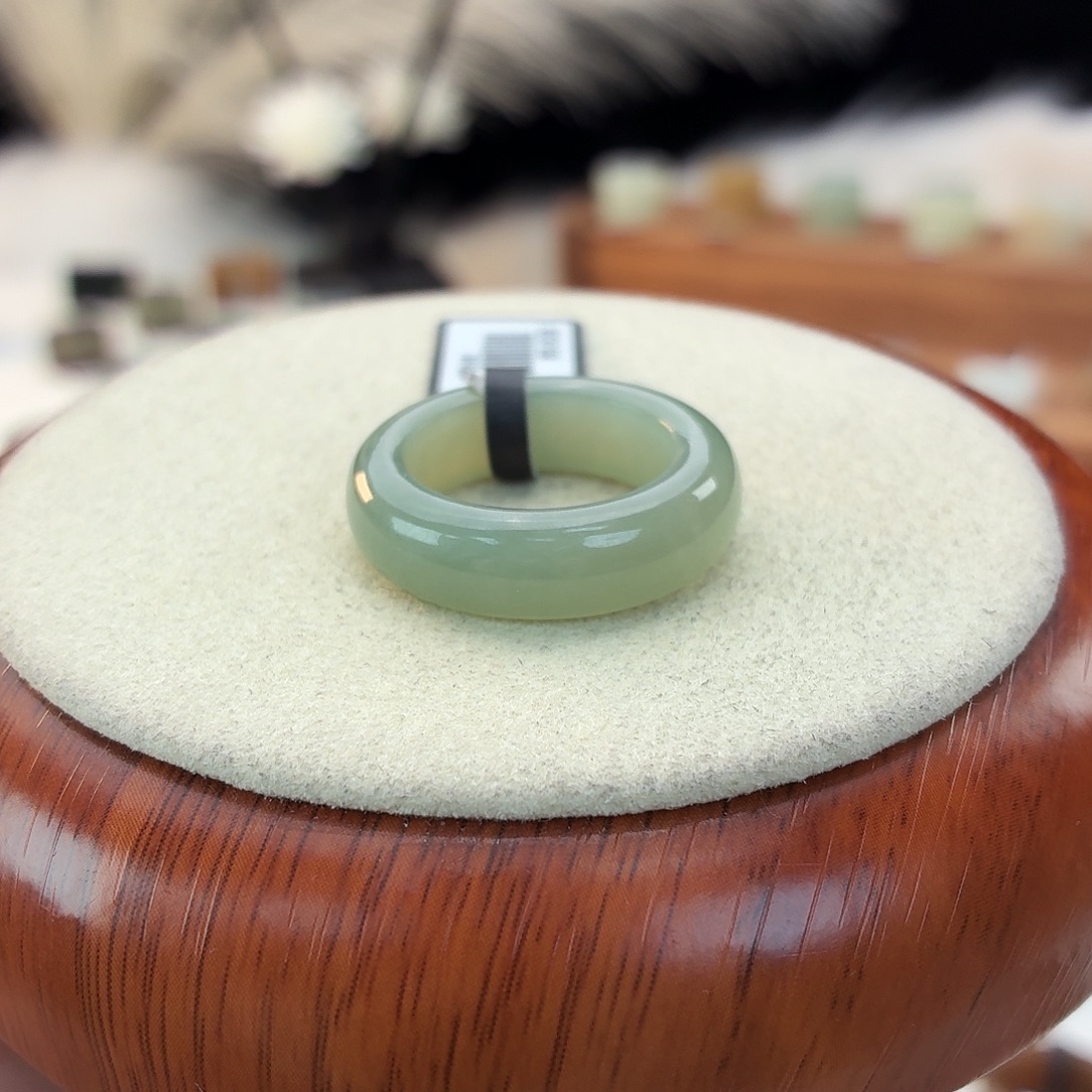 和田玉未镶嵌戒指i2且末蓝圆条18.0mm