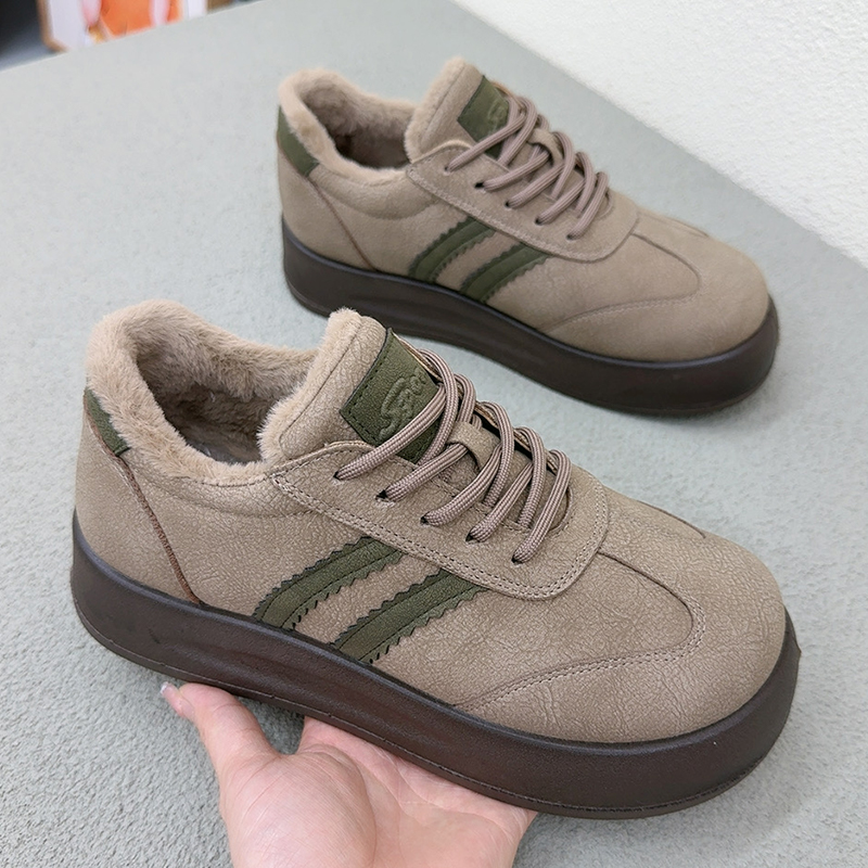 加绒德训鞋女冬季新款加厚保暖时尚阿甘鞋防滑毛毛鞋轻便休闲棉鞋