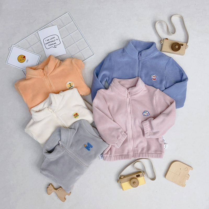 22088 米乐熊男女宝摇粒绒外套儿童装衣服保暖秋冬拉链宝立领加绒