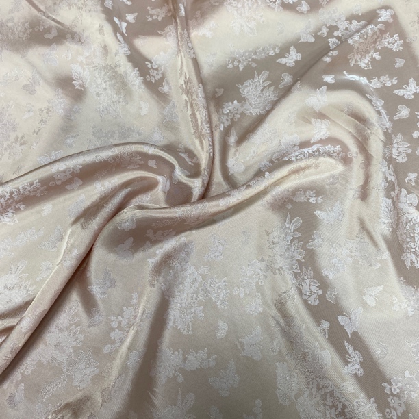 人丝浮光锦粉金蝶恋花螺绸缎旗袍连衣裙家居服吊带服装手工布料