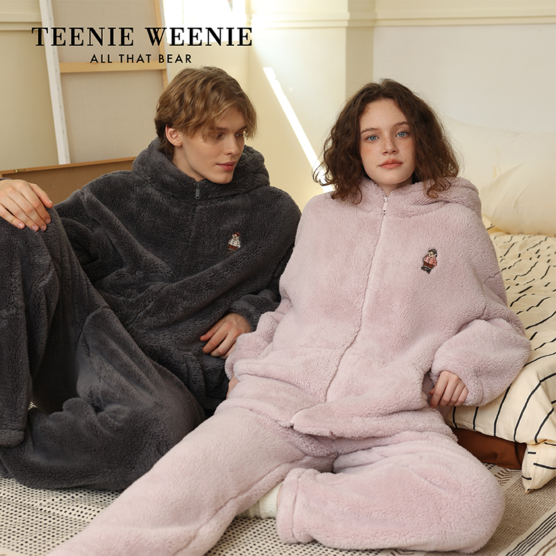 【夏至白专属】TW-小熊休闲假日连帽家居服套装