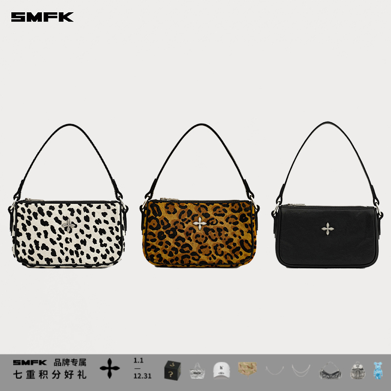 SMFK十字徽章毛毛提包 B0005WLP 复古豹纹休闲百搭时尚女士小包
