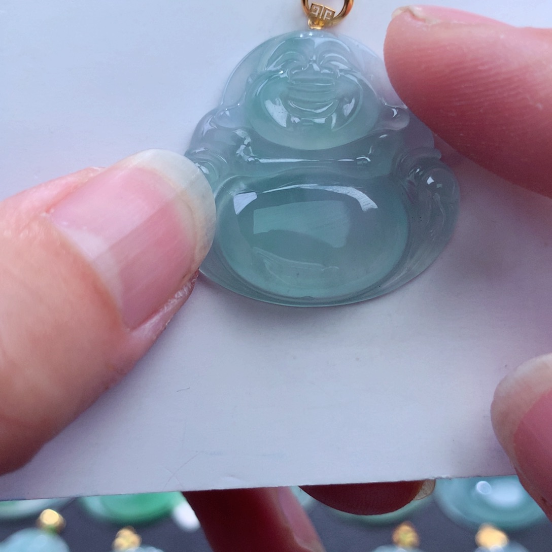 翡翠吊坠(不含链)18K金镶嵌